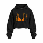 Orange Bikini Oversize Crop Hoodie — Siyah — Ön baskı