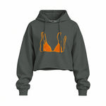 Orange Bikini Oversize Crop Hoodie — Antrasit — Ön baskı