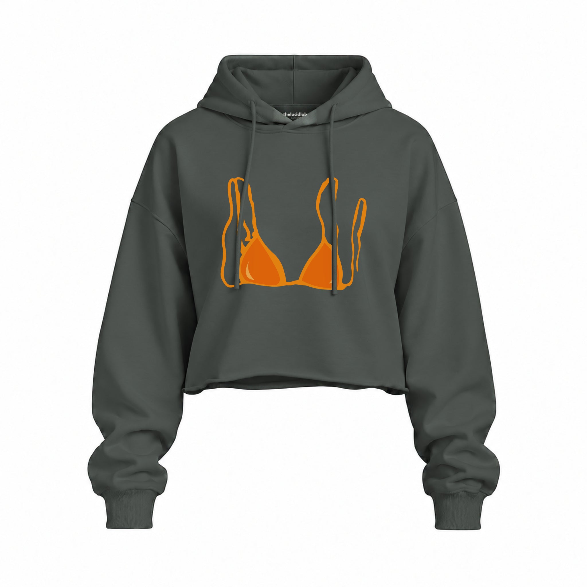 Orange Bikini Oversize Crop Hoodie — Antrasit — Ön baskı