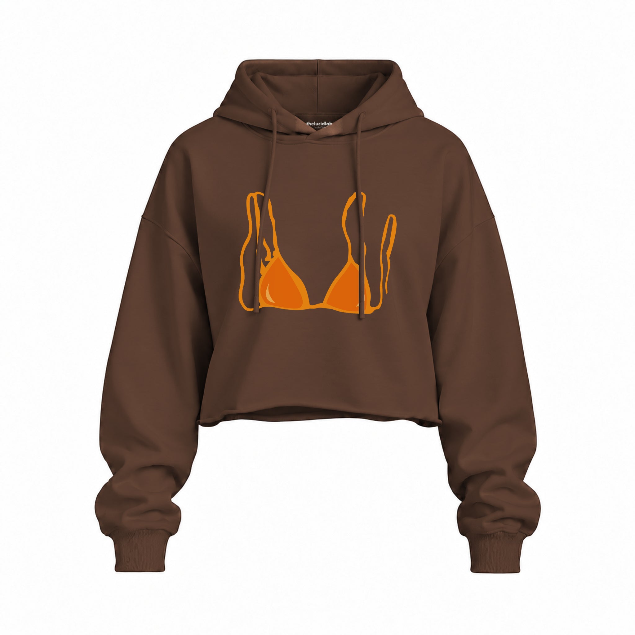 Orange Bikini Oversize Crop Hoodie — Kahverengi — Ön baskı