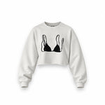 Black Bikini Oversize Crop Sweatshirt — Beyaz — Ön baskı