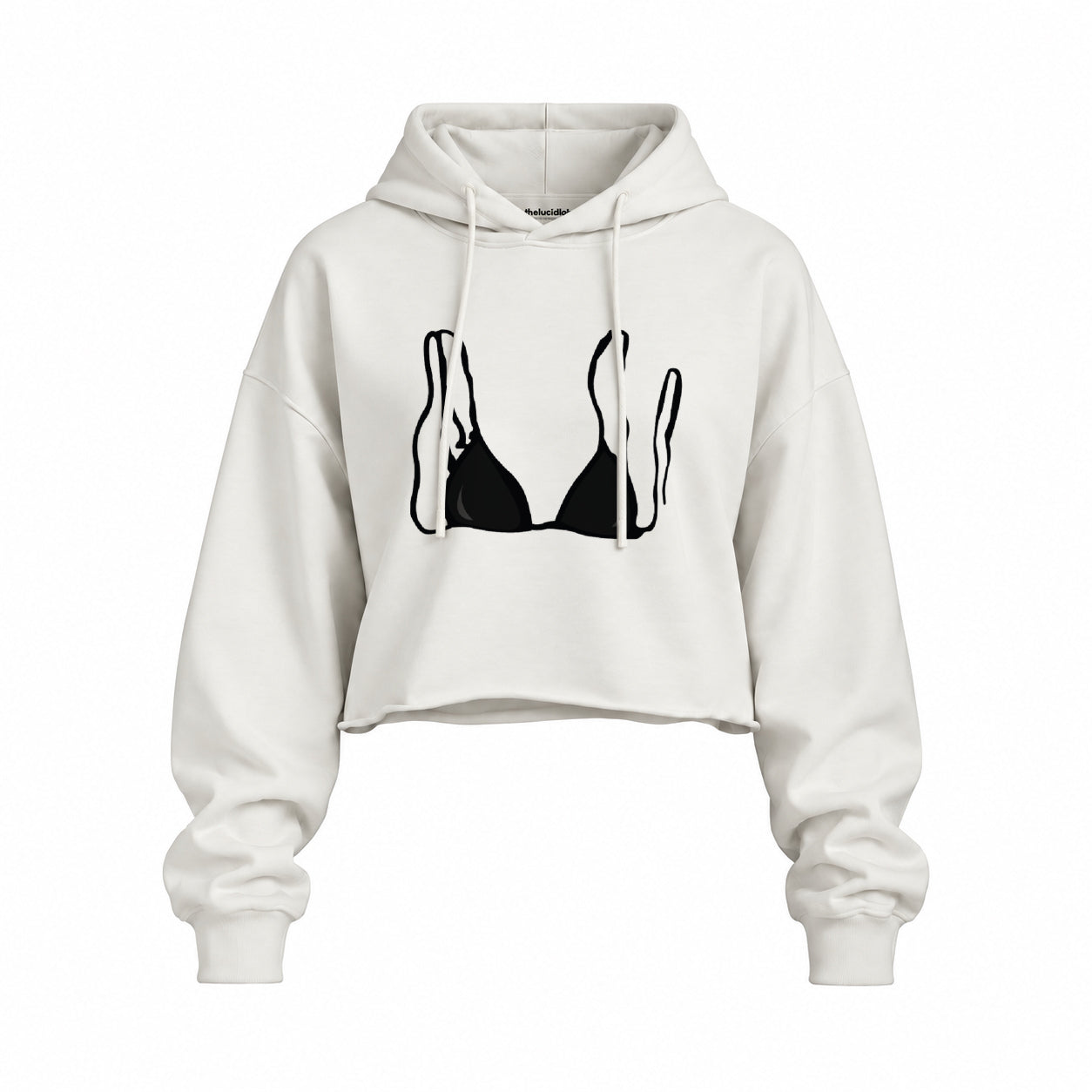 Black Bikini Oversize Crop Hoodie — Beyaz — Ön baskı
