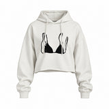 Black Bikini Oversize Crop Hoodie — Beyaz — Ön baskı