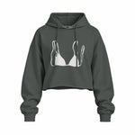 Black Bikini Oversize Crop Hoodie — Antrasit — Ön baskı