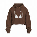 Black Bikini Oversize Crop Hoodie — Kahverengi — Ön baskı