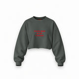 Your Mom Is My Cardio Oversize Crop Sweatshirt — Antrasit — Ön baskı