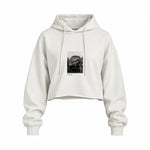 John Lennon Hamburg 1960 Oversize Crop Hoodie — Beyaz — Ön baskı