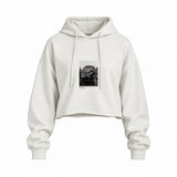John Lennon Hamburg 1960 Oversize Crop Hoodie — Beyaz — Ön baskı