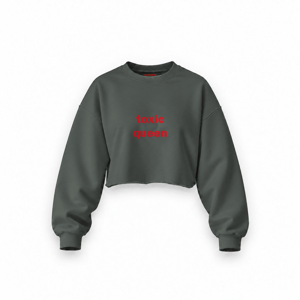 Toxic Queen Oversize Crop Sweatshirt — Antrasit — Ön baskı
