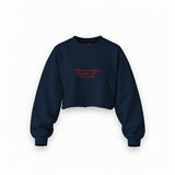 Stop Dating Oversize Crop Sweatshirt — Lacivert — Ön baskı