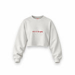 My Ex Is Gay Oversize Crop Sweatshirt — Beyaz — Ön baskı