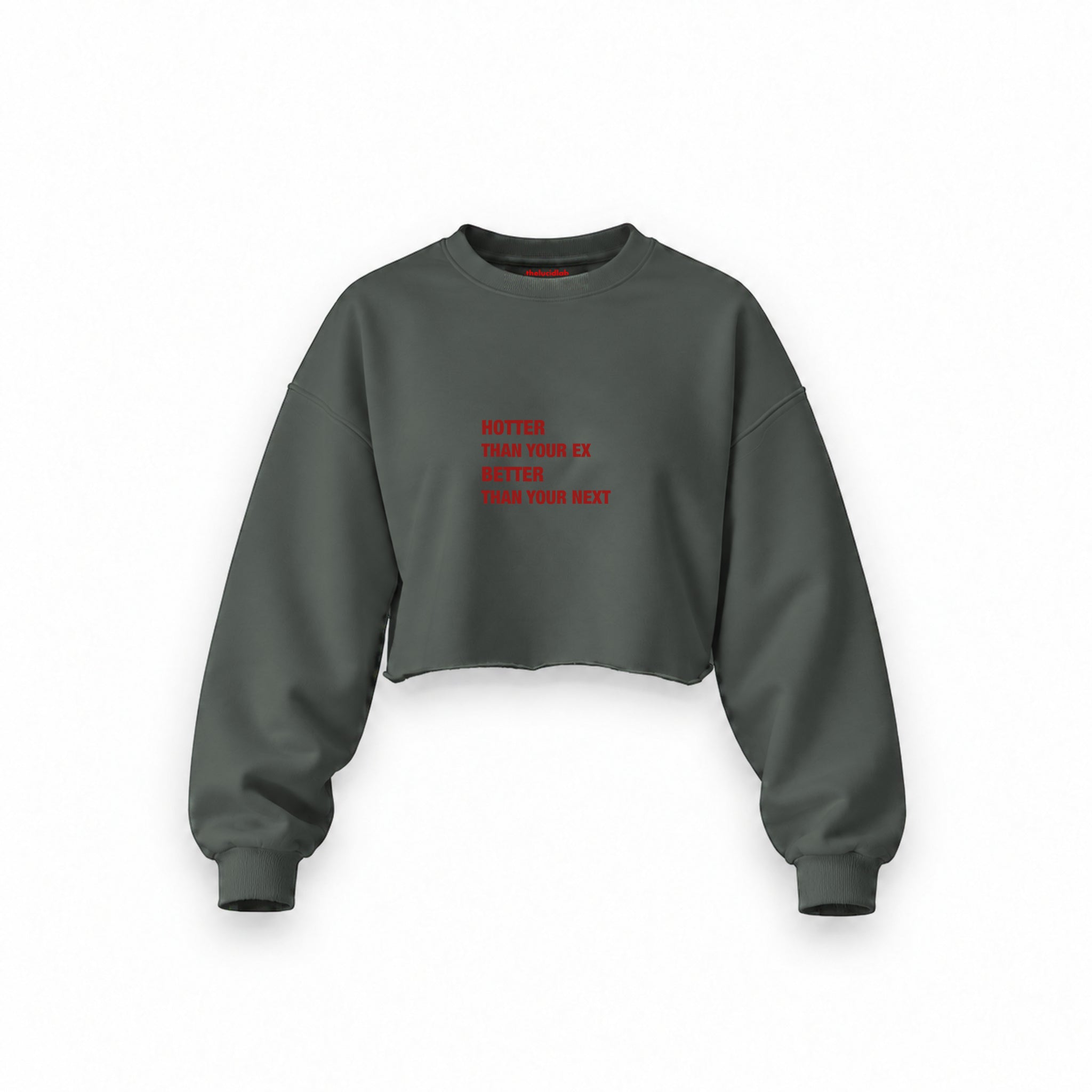 Hotter & Better Oversize Crop Sweatshirt — Antrasit — Ön baskı