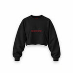 Good Boys & Bad Boys Oversize Crop Sweatshirt — Siyah — Ön baskı
