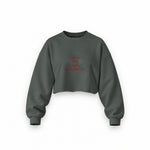 Before World War 3 Oversize Crop Sweatshirt — Antrasit — Ön baskı