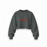Please God Let Me Find A Sugar Daddy Oversize Crop Sweatshirt — Antrasit — Ön baskı