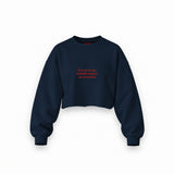 Give My Middle Finger Oversize Crop Sweatshirt — Lacivert — Ön baskı