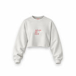 Sit On My Face Oversize Crop Sweatshirt — Beyaz — Ön baskı