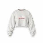 Private Bitch Club Oversize Crop Sweatshirt — Beyaz — Ön baskı
