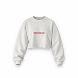 Private Bitch Club Oversize Crop Sweatshirt — Beyaz — Ön baskı