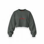 Drama Queen Oversize Crop Sweatshirt — Antrasit — Ön baskı