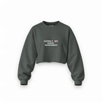 Eating Pussy Cures Depression Oversize Crop Sweatshirt — Antrasit — Ön baskı