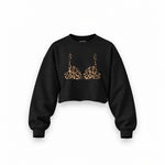 Noir Seduce – Leopard Oversize Crop Sweatshirt — Siyah — Ön baskı