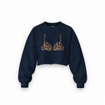 Noir Seduce – Leopard Oversize Crop Sweatshirt — Lacivert — Ön baskı