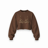 Noir Seduce – Leopard Oversize Crop Sweatshirt — Kahverengi — Ön baskı
