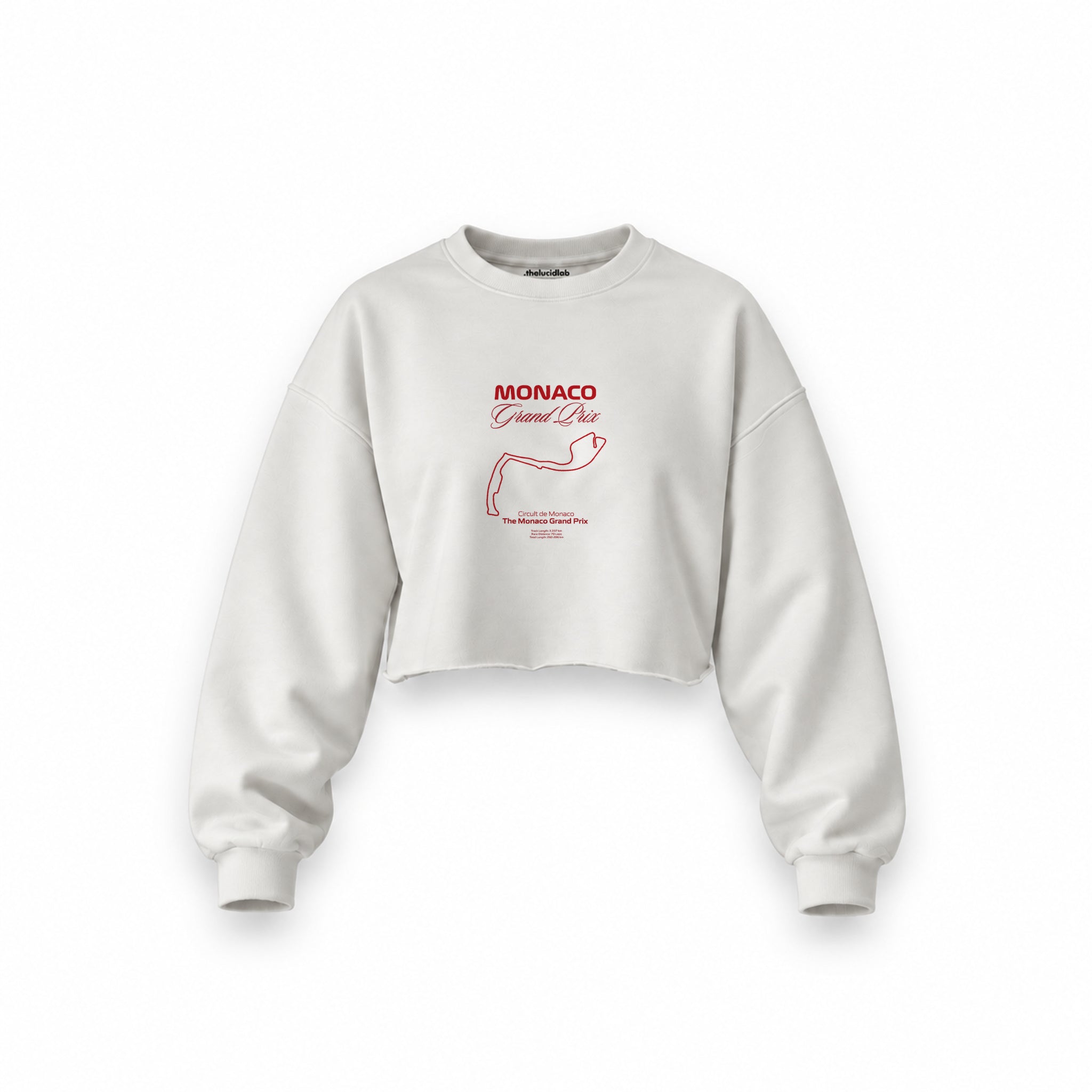 Monaco Grand Prix Oversize Crop Sweatshirt — Beyaz — Ön baskı