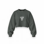 Slippery When Wet Oversize Crop Sweatshirt — Antrasit — Ön baskı