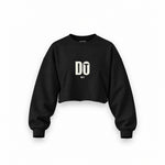 DO IT Oversize Crop Sweatshirt — Siyah — Ön baskı