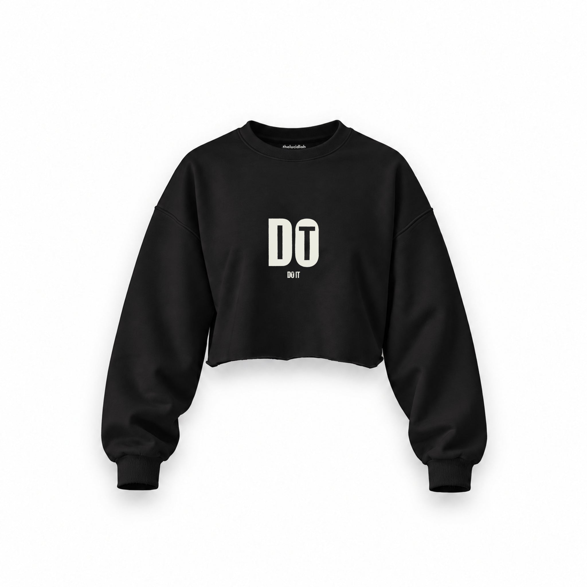 DO IT Oversize Crop Sweatshirt — Siyah — Ön baskı