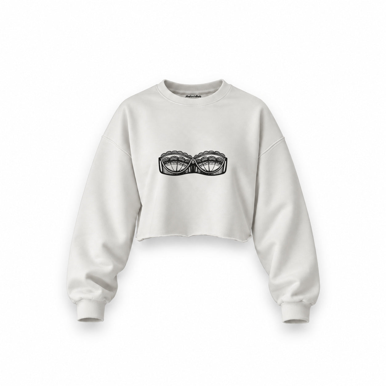 Unshell Me Oversize Crop Sweatshirt — Beyaz — Ön baskı