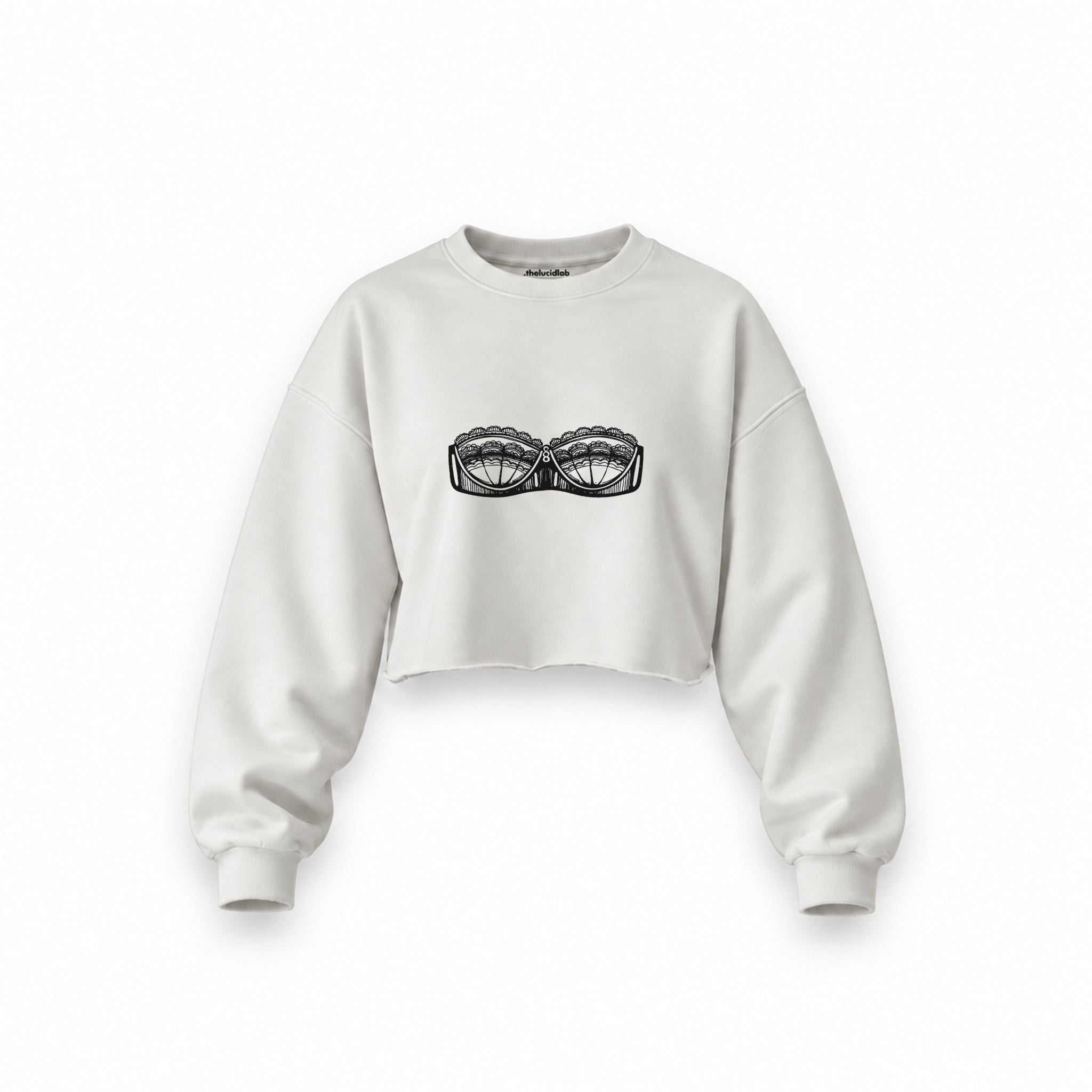 Unshell Me Oversize Crop Sweatshirt — Beyaz — Ön baskı