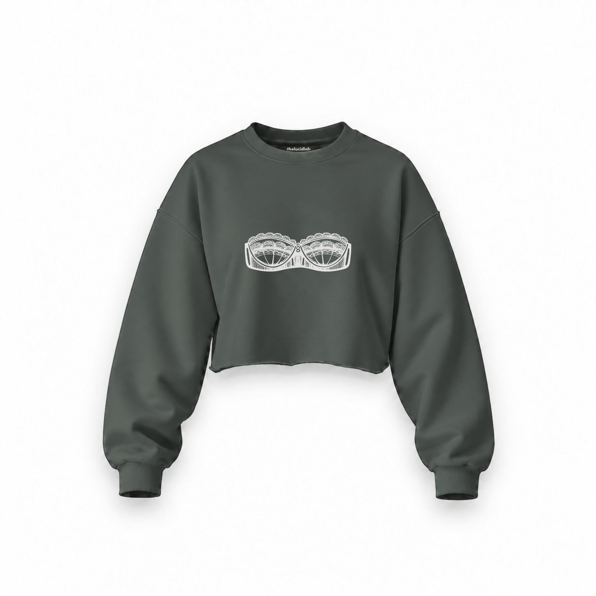Unshell Me Oversize Crop Sweatshirt — Antrasit — Ön baskı