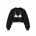 Noir Seduce Oversize Crop Sweatshirt — Siyah — Ön baskı