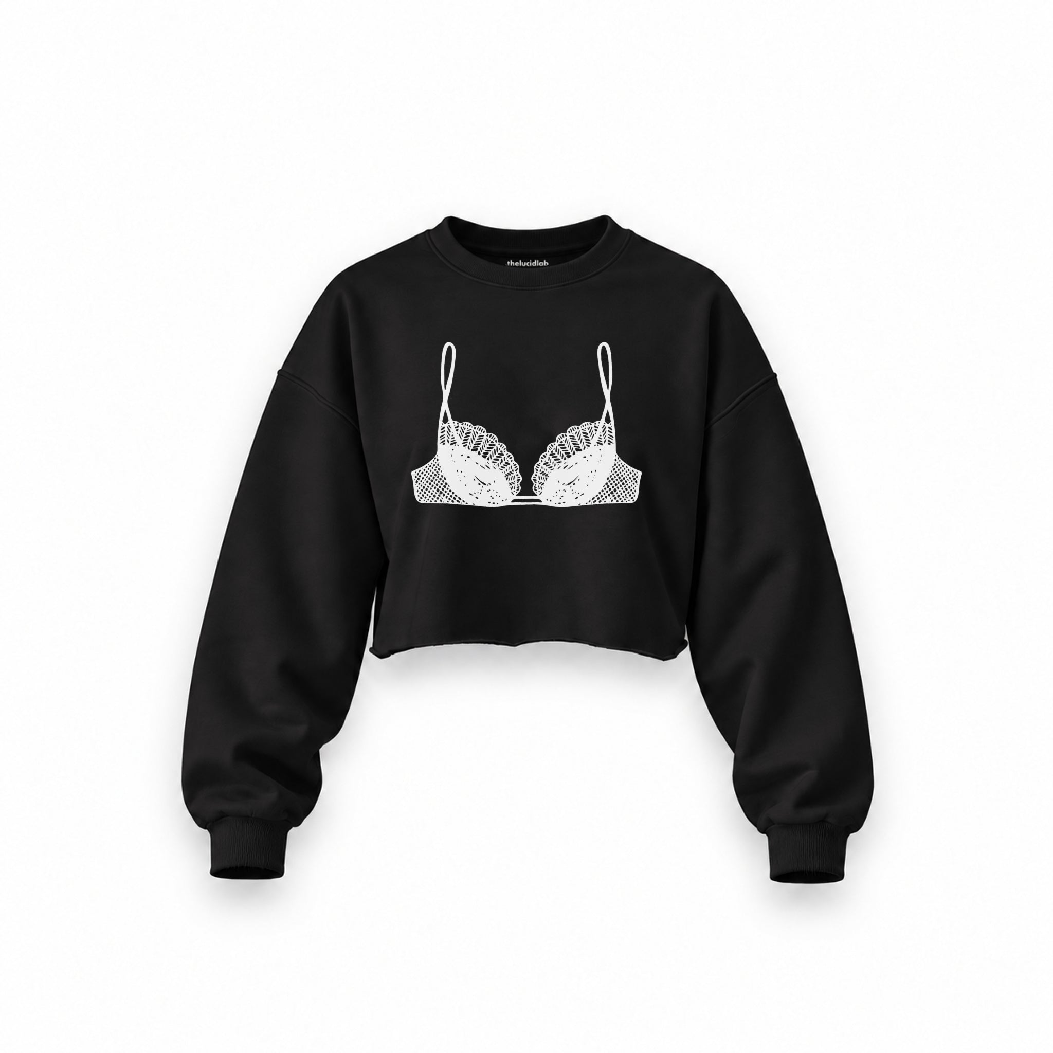 Noir Seduce Oversize Crop Sweatshirt — Siyah — Ön baskı