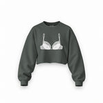 Noir Seduce Oversize Crop Sweatshirt — Antrasit — Ön baskı