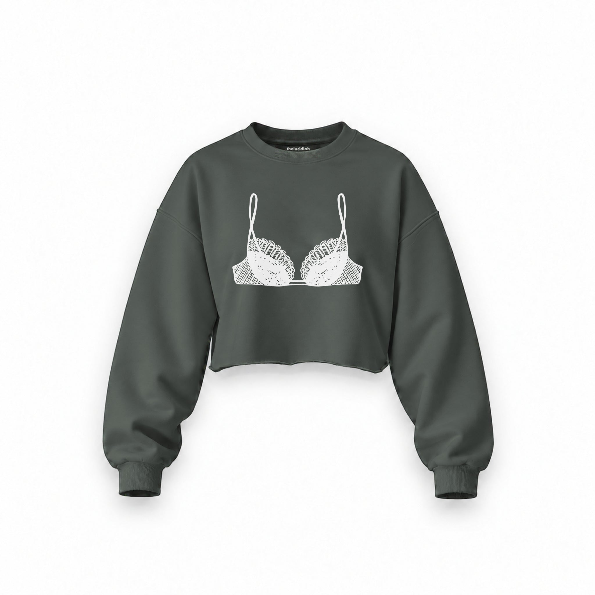 Noir Seduce Oversize Crop Sweatshirt — Antrasit — Ön baskı