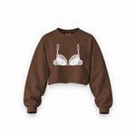 Noir Seduce Oversize Crop Sweatshirt — Kahverengi — Ön baskı