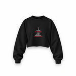 Saint Tropez Sailing Club Oversize Crop Sweatshirt — Siyah — Ön baskı