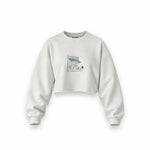 Café de Paris Oversize Crop Sweatshirt — Beyaz — Ön baskı