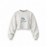 Café de Paris Oversize Crop Sweatshirt — Beyaz — Ön baskı