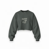 Slow Sunday Coffee Club Oversize Crop Sweatshirt — Antrasit — Ön baskı