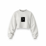 Michael Corleone Oversize Crop Sweatshirt — Beyaz — Ön baskı