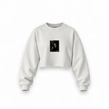Michael Corleone Oversize Crop Sweatshirt — Beyaz — Ön baskı