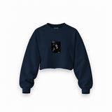 Michael Corleone Oversize Crop Sweatshirt — Lacivert — Ön baskı
