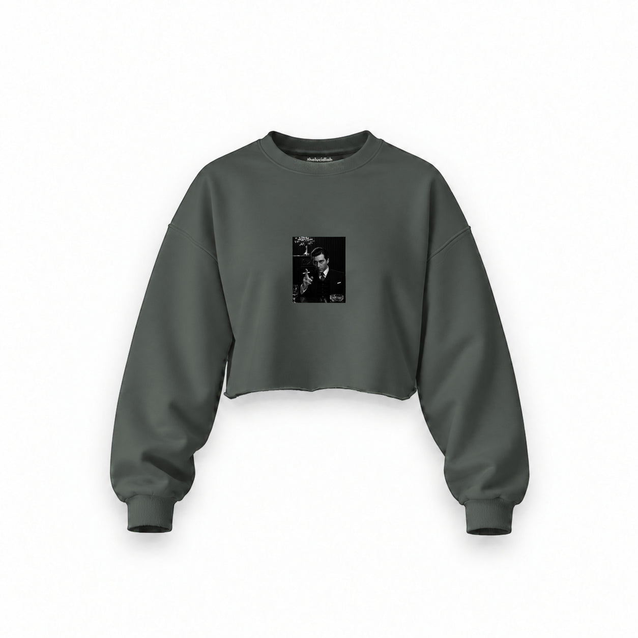 Michael Corleone Oversize Crop Sweatshirt — Antrasit — Ön baskı