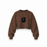 Michael Corleone Oversize Crop Sweatshirt — Kahverengi — Ön baskı