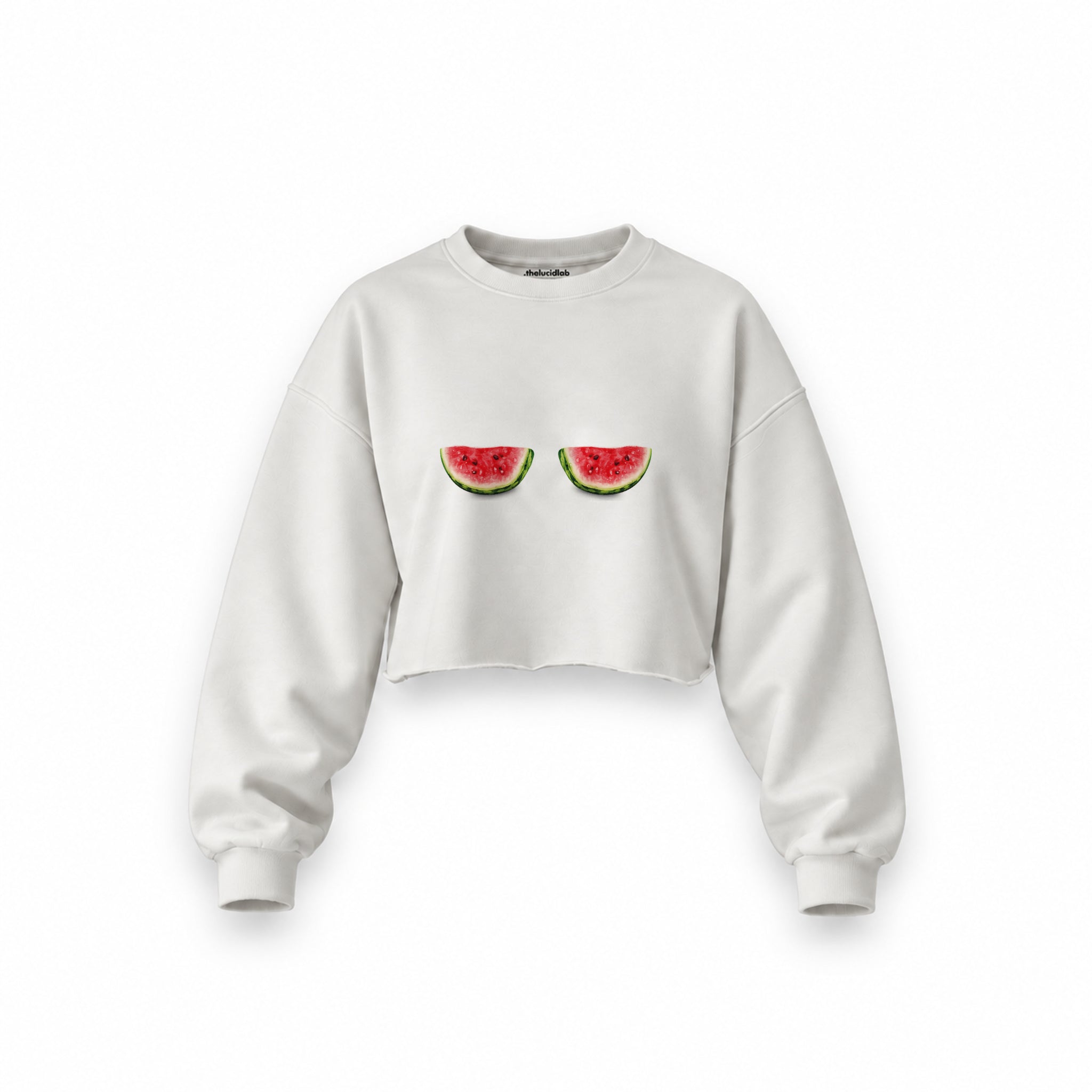 Summer Twins Oversize Crop Sweatshirt — Beyaz — Ön baskı